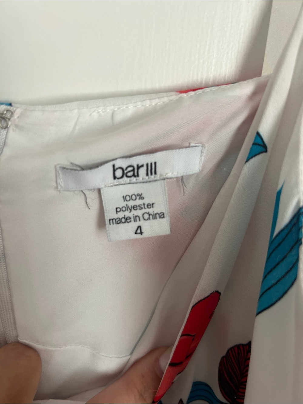 Bar III White Midi Dress with Red & Teal Floral Print - Picture 5 of 5